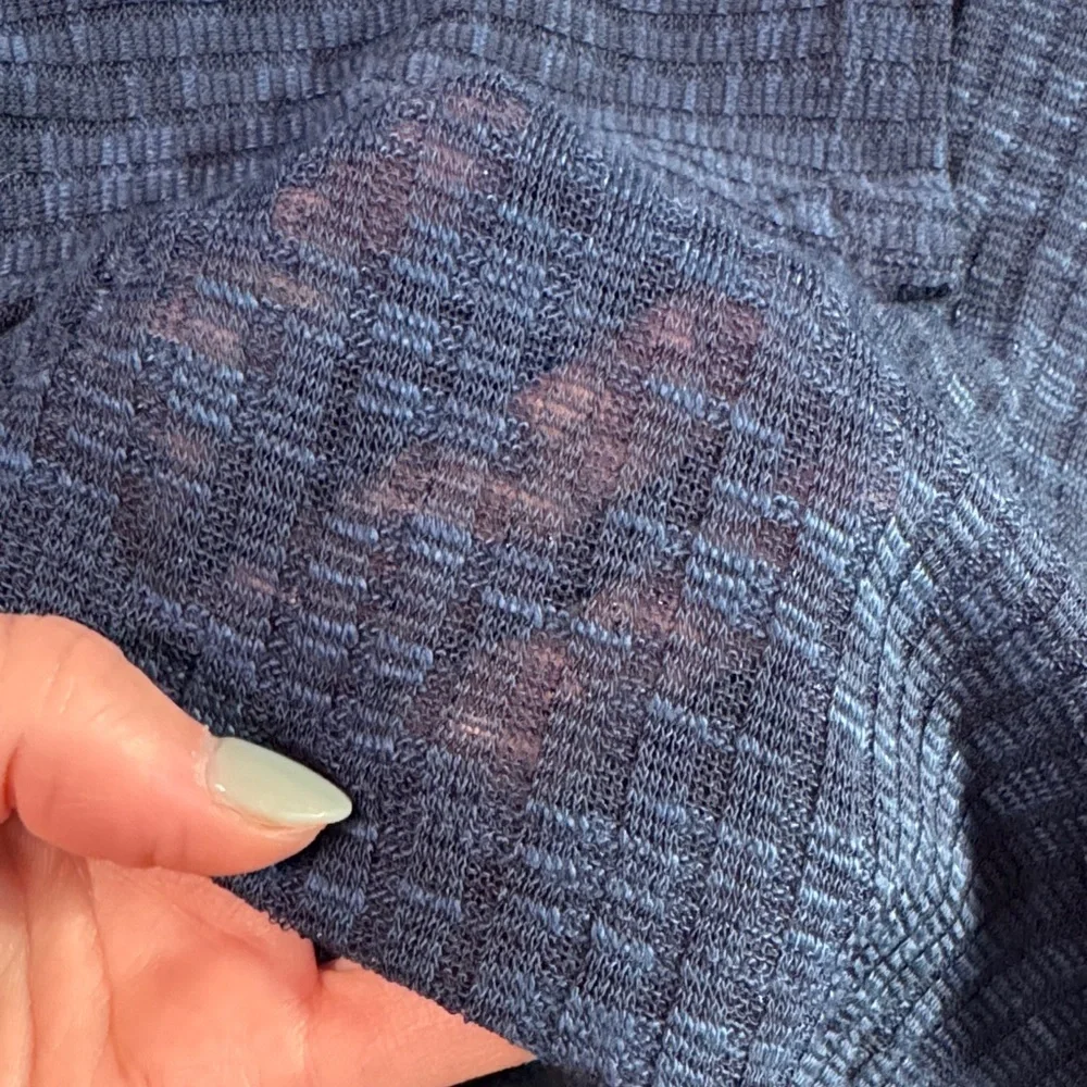 Free People Sheer Navy Long Sleeve Top